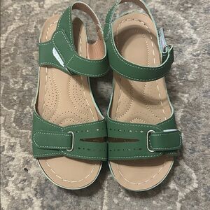 Green Sandals with Adjustable Straps